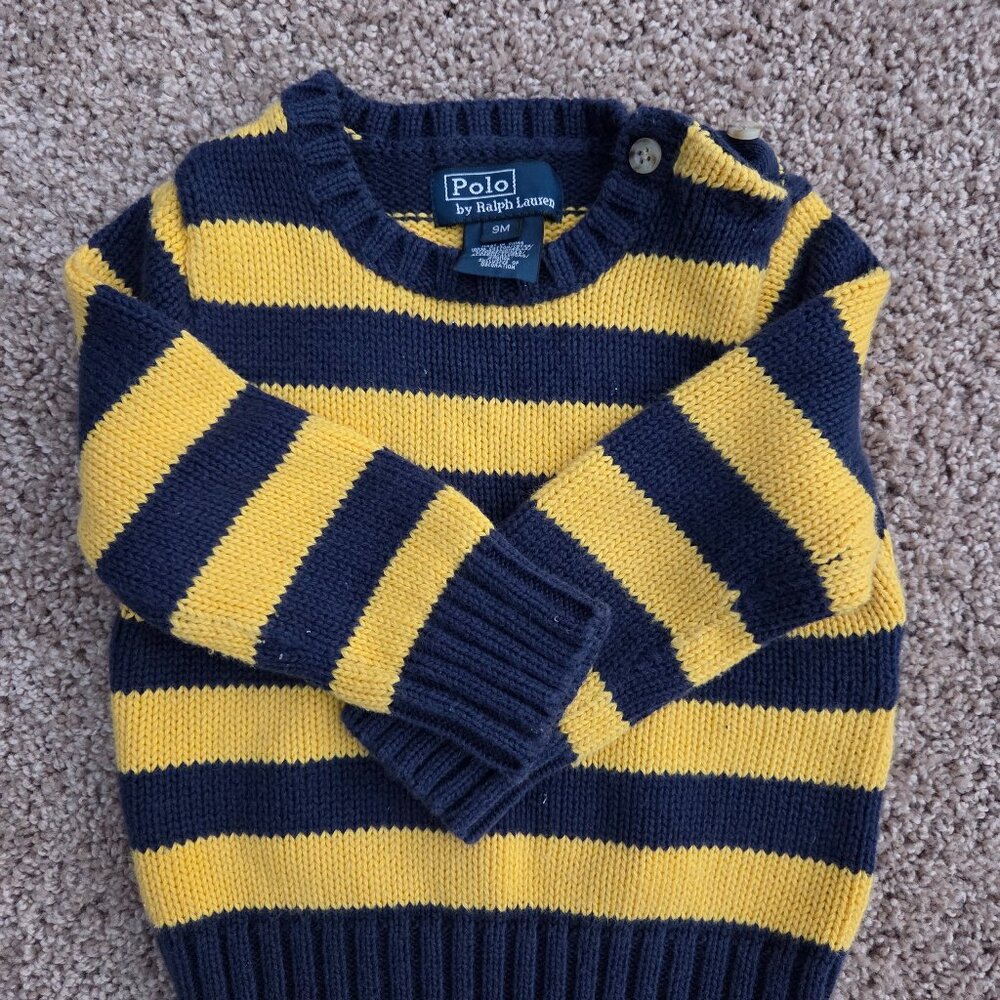 Ralph Lauren Polo 9 month blue and yellow striped sweater